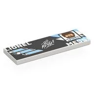 Tile 2 x 6 with Black Background, Bright Light Blue Shapes, 'LIONEL MESSI', Portrait Print, White