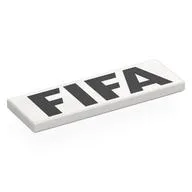 Tile 2 x 6 with Black 'FIFA' Print, White