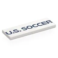 Tile 2 x 6 with Dark Blue 'U.S. SOCCER' Print, White