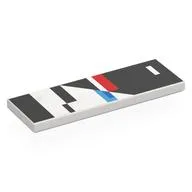 Tile 2 x 6 with Black/Red/Dark Azure Shapes Print, White