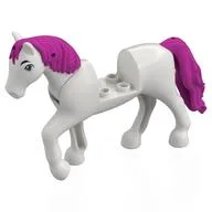 Animal, Horse with Raised Leg, Dark Pink Mane and Tail, Dark Azure Eyes Print, White