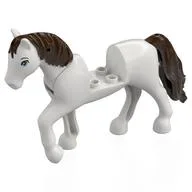 Animal, Horse with Raised Leg, Dark Brown Mane, Tail, Blue Eyes Print, White