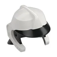 Helmet with Black Peak and Neck Protector Pattern, White