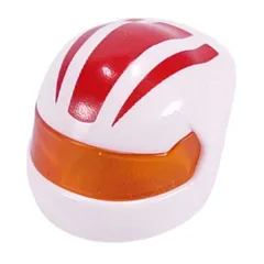 Helmet, Formula 1 with Trans-Orange Visor Pattern and Red Stripes Print, White