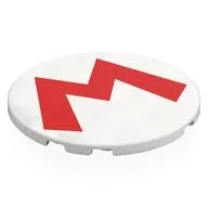 Tile Round 6 x 6 with Red 'M' Print, White
