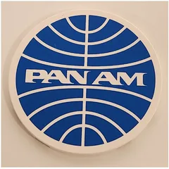 Tile Round 6 x 6 with Blue 'PAN AM' logo Print, White