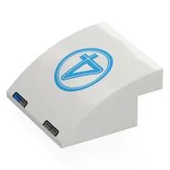 Brick Curved 4 x 4 x 1 2 / 3 with Medium Azure '4' in Circle Print, White