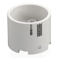 Brick Round 3 x 3 x 2 Recessed Center with 2 x 2 Studs and Axle Hole with Spaceship Truss Print, White