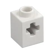 Technic Brick 1 x 1 with Axle Hole, White