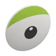 Shield Round Bowed with Eye, Lime Eyelid, Black Pupil Print, White