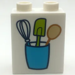 Duplo Brick 1 x 2 x 2 with Kitchen Appliances Print, White
