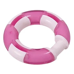 Ring with Bar (Life Preserver) with Trans-Pink Pattern, White