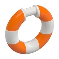 Ring with Bar (Life Preserver) with Orange Pattern, White