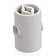 Brick Round 2 x 2 x 3 D. Tube with Axle Holes (Crossholes) at Each End, Pin Holes In Sides, White