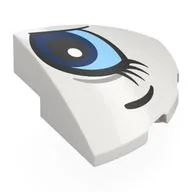 Brick Round Corner, Curved 3 x 3 x 1 Quarter Circle with Bright Light Blue/Dark Blue Eye, Right Print, White