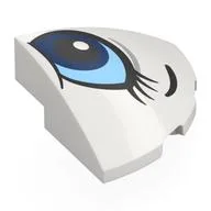 Brick Round Corner, Curved 3 x 3 x 1 Quarter Circle with Bright Light Blue/Dark Blue Eye, Left Print, White