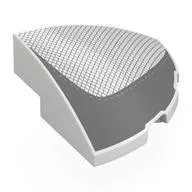 Brick Round Corner, Curved 3 x 3 x 1 Quarter Circle with Dark Bluish Grey Mesh, Shape Print, White