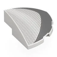 Brick Round Corner, Curved 3 x 3 x 1 Quarter Circle with Dark Bluish Grey Mesh, Shape Print, White