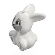 Animal, Bunny, Sitting with Light Bluish Grey Face, Eyes, Paws Print, White