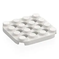 Plate 4 x 4 with Rounded Corners, Pin Holes between Studs, White