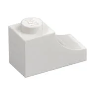 Brick Curved 2 x 1 with Inverted Cutout, White