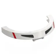 Windscreen 10 x 2 x 4 1/3 U Shape with Red Stripes, Black Triangle Print, White