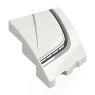 Brick Wedged, Curved 3 x 2 with Stud Notch Left with Black/Light Bluish Grey Hood Line Print, White