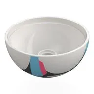Technic Panel Dome 4 x 4 with Pin Hole with Dark Pink/Dark Azure/Black Markings Print, White