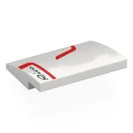 Brick Curved 4 x 3 x 2/3 No Studs with Red Lines, Black 'Riva' Print, White
