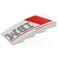 Brick Curved 4 x 8 x 1 2/3 No Studs with Red Shapes, Black IBM Logo Print, White