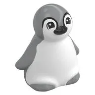 Duplo Animal Penguin, Baby with Light Bluish Grey Back, Black Beak Print, White