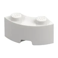 Brick Round Corner 2 x 2 Macaroni with Stud Notch and Reinforced Underside [New Style], White