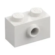 Brick Special 1 x 2 with 1 Center Stud on 1 Side, Bottom Stud Holder, White