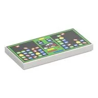 Tile 2 x 4 with Computer Game, Bright Green Background Print, White