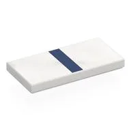 Tile 2 x 4 with Dark Blue Stripe Print, White