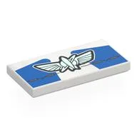 Tile 2 x 4 with Lightyear Symbol, Blue Background Print, White