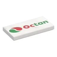 Tile 2 x 4 with OCTAN Logo Print, White