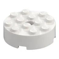 Brick Round 4 x 4 Centre Hole, White