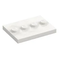 Plate Special 3 x 4 with 1 x 4 Center Studs [Plain], White