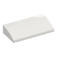 Brick Curved 2 x 4 x 2/3 No Studs, with Bottom Tubes, White