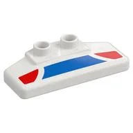 Duplo Rear Spoiler 2 x 4 x 1 / 2 with Blue and Red Panels Print, White