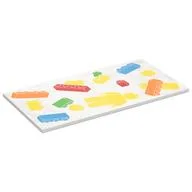 Tile 8 x 16 with LEGO Bricks, Yellow Minifig Print, White
