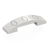 Brick Curved 4 x 1 Double, No Studs with Silver Ovals Print, White