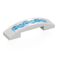 Brick Curved 4 x 1 Double, No Studs with Medium Azure Rounds, Stripes, 'HERBIE' Print, White