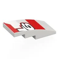 Brick Curved 4 x 2 No Studs with 'L' '6', Red Shapes Print, White