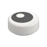 Tile Round 1 x 1 with Offset Black Eye Print, White