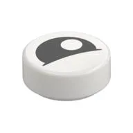 Tile Round 1 x 1 with Black Eye with Off-Side Pupil Partially Closed Print, White