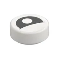 Tile Round 1 x 1 with Curved Black Eye with Central Pupil Partially Closed Print, White