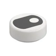 Tile Round 1 x 1 with Squinted Eye, Center Side Pupil Print, White