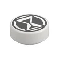 Tile Round 1 x 1 with Black Hourglass Print, White